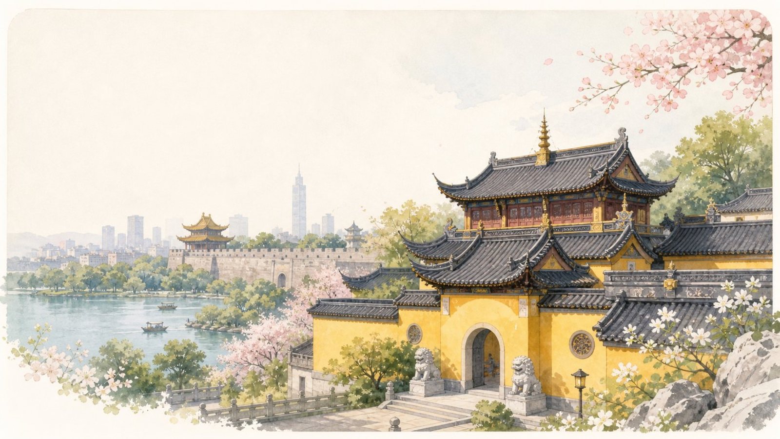 鸡鸣寺手绘示意图