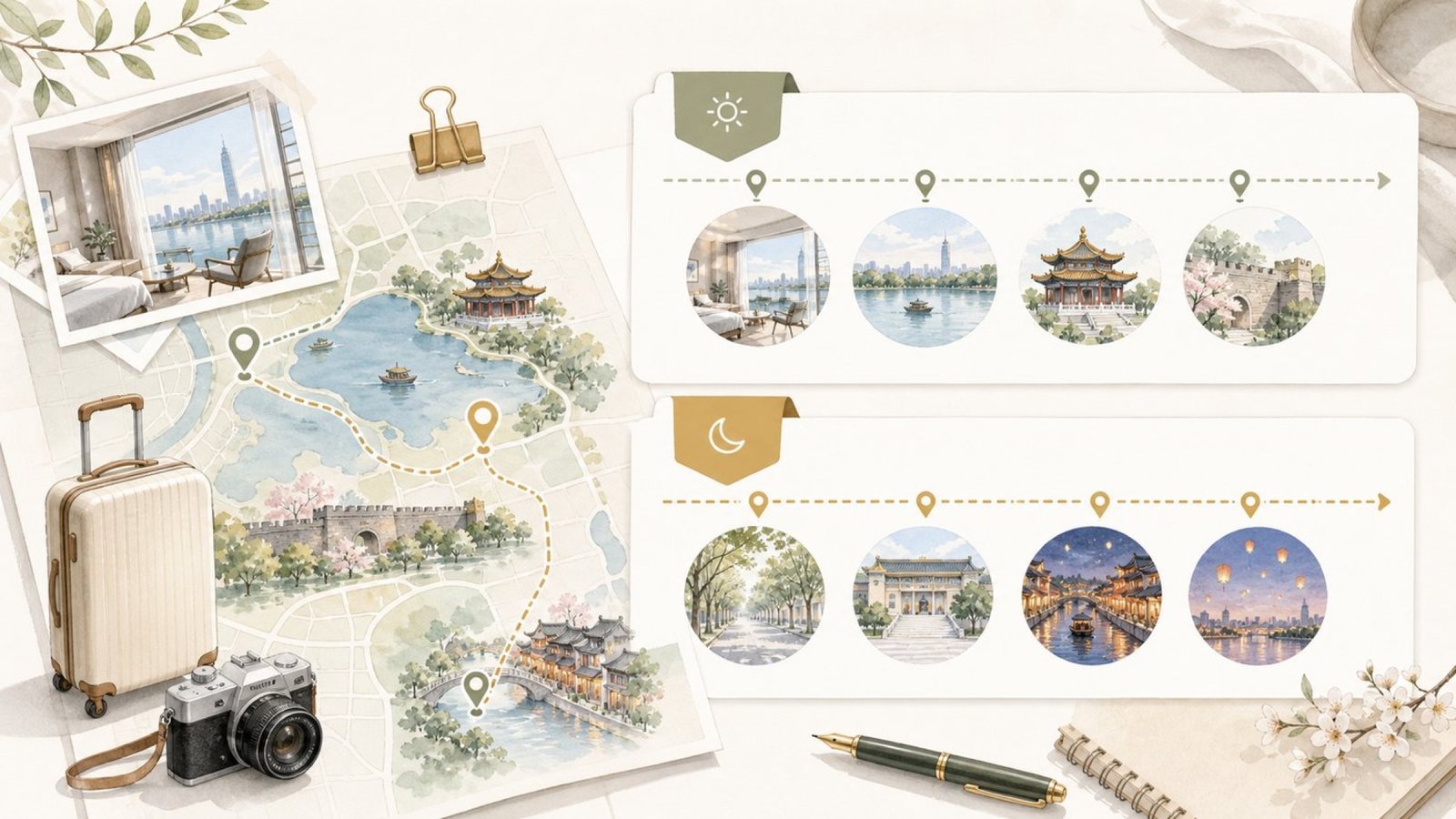南京3天2晚入住攻略手绘图