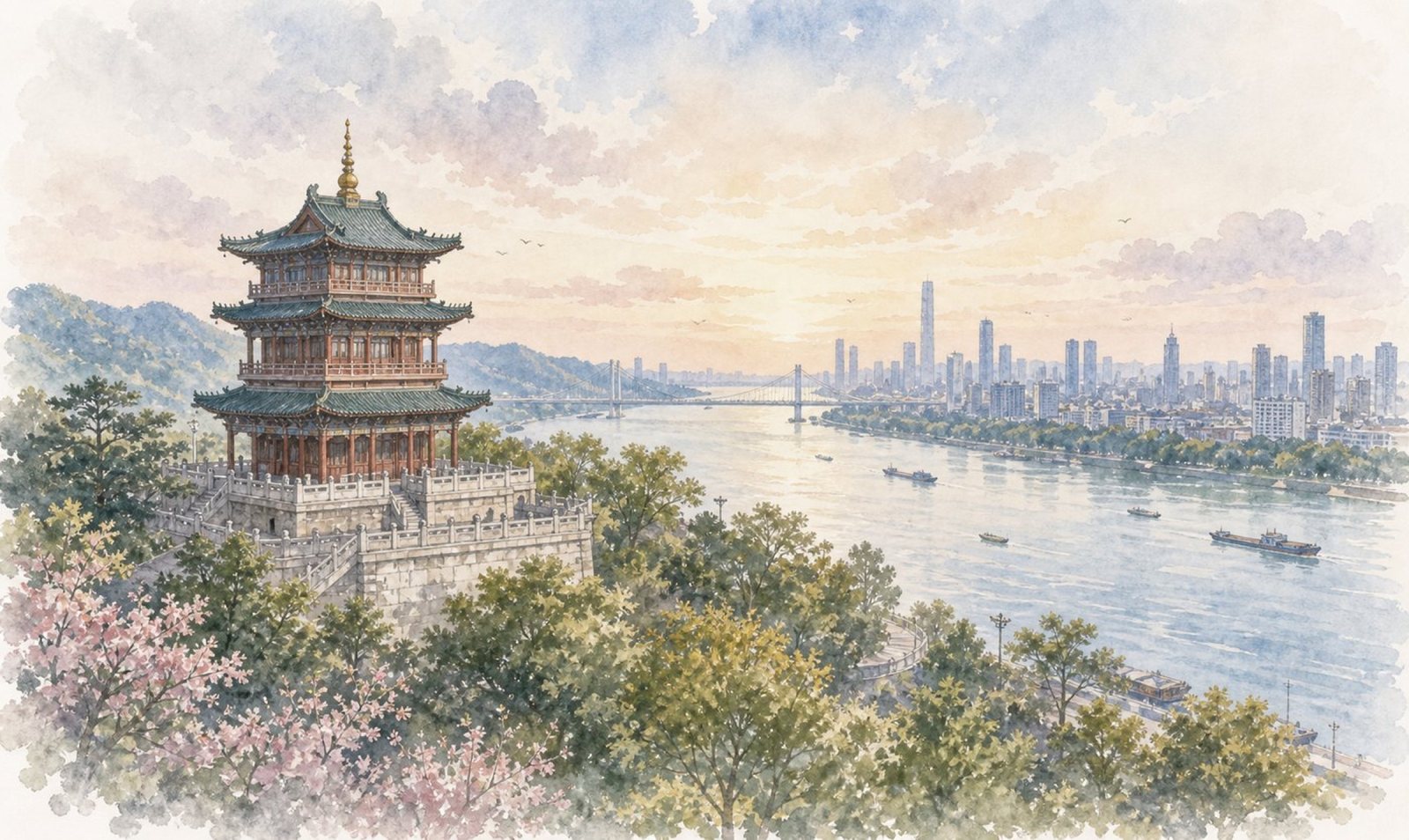 阅江楼手绘示意图